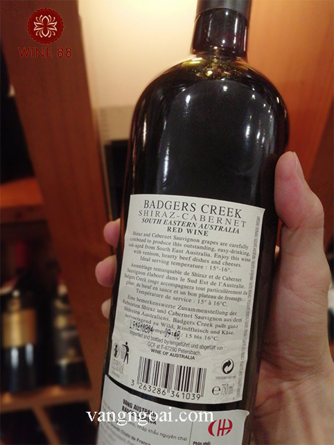 Rượu Vang Australia Badgers Creek Shiraz Cabernet Bình Dân Chất Lượng
